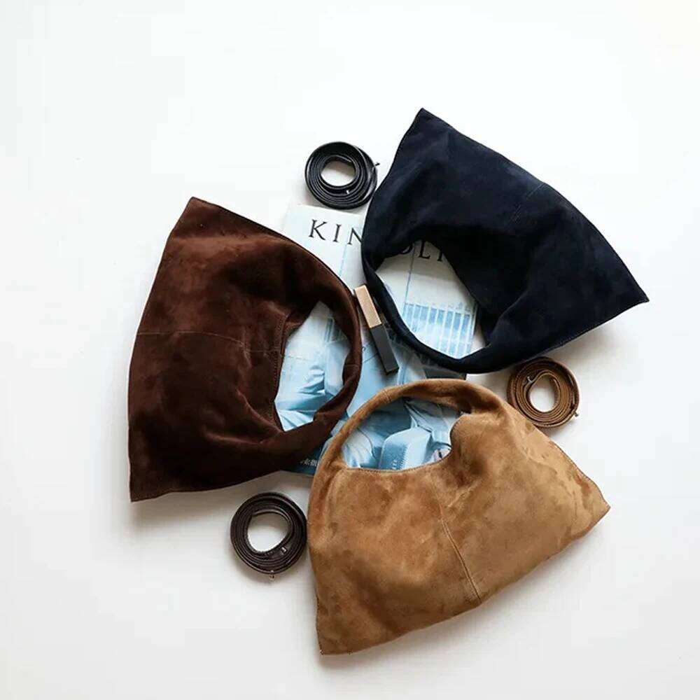 Premium Wool Suede Underarm 2024 New Genuine Leather Women's Single Cross Shoulder Handbag Small Bag