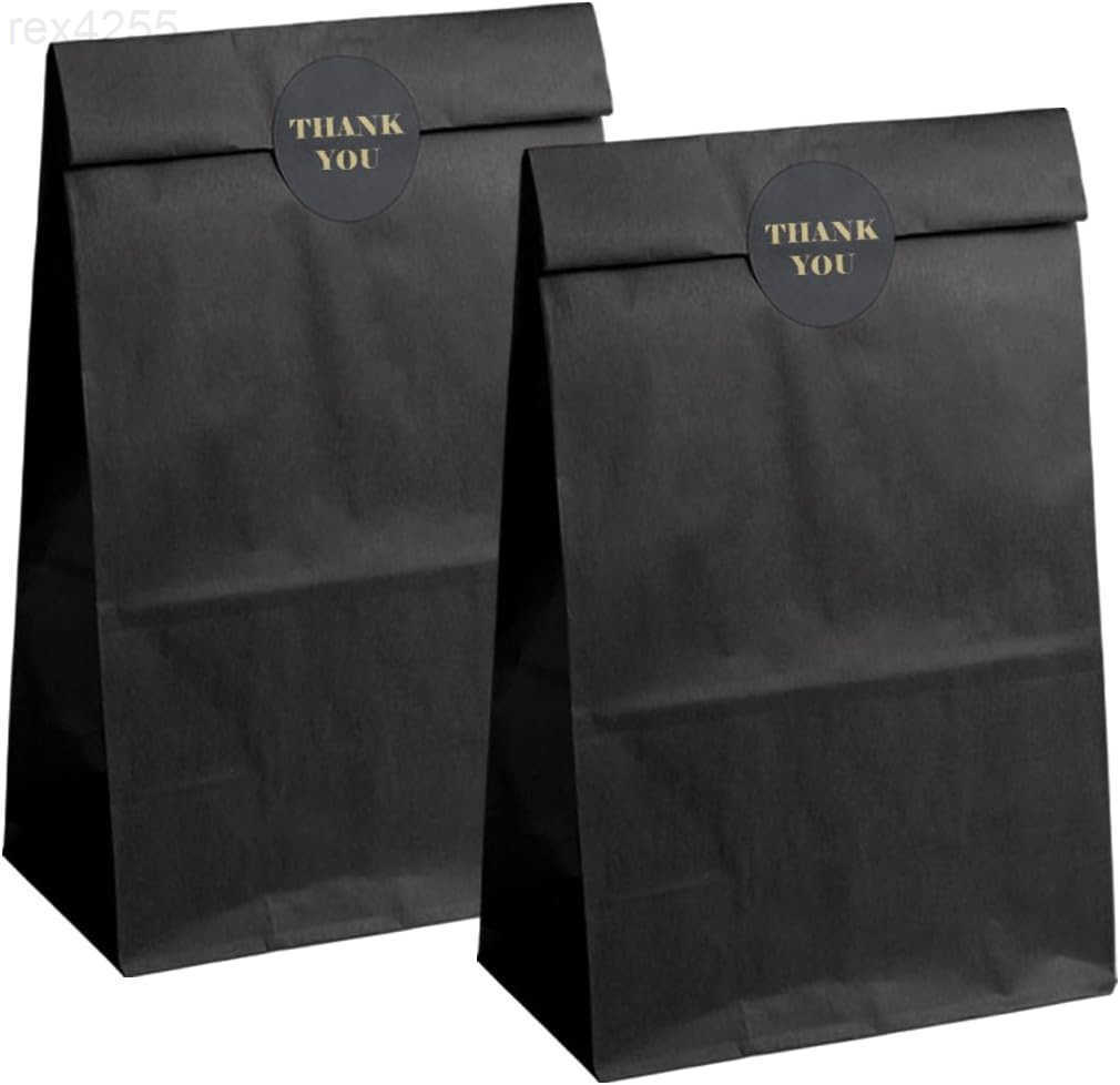qiqee 100Pcs Treat Paper Bags 51x31x94 Inches Black Small Party Gift Bag Mini Snack Bag without HandleW250903