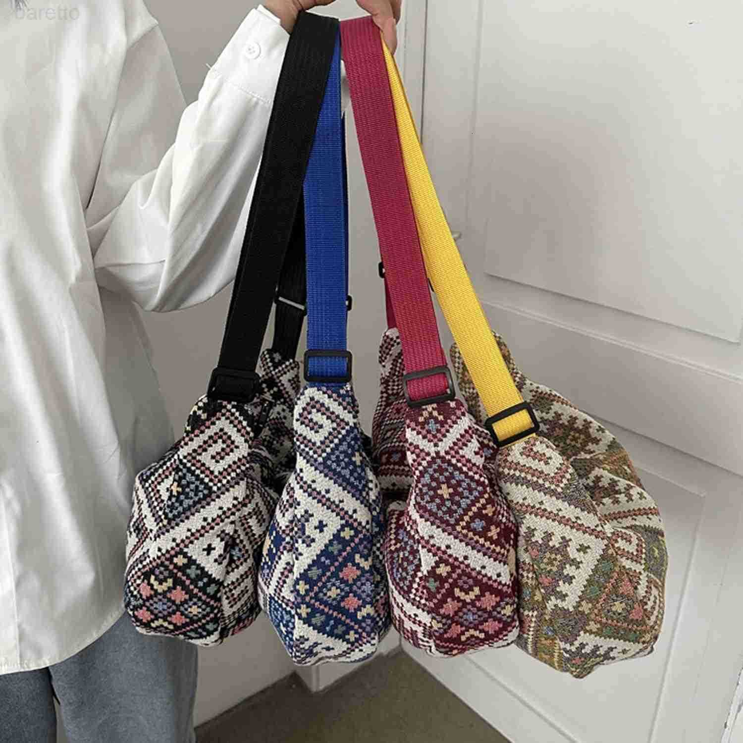 Women Corduroy Crossbody Bag Small Tote Bag Shoulder Handbag Adjustable Mini Crescent Bags M250903