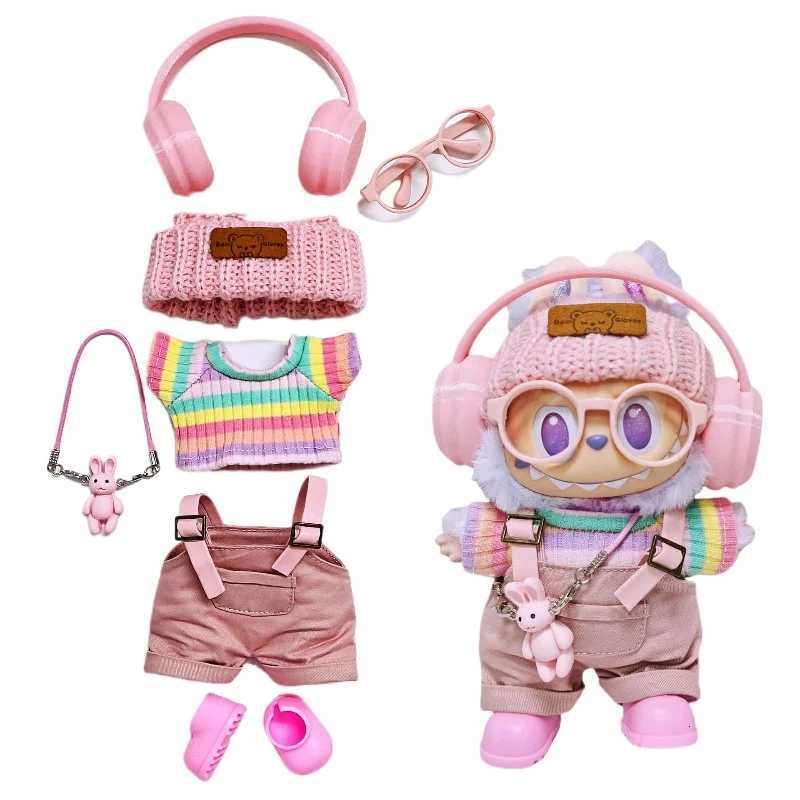 New Doll Clothes Accessories Suitable for Labubu V1 V2 V3 17CM Cute Trendy Cool Rainbow Tshirt Shoe Set Only Clothes No DollsXJ250903