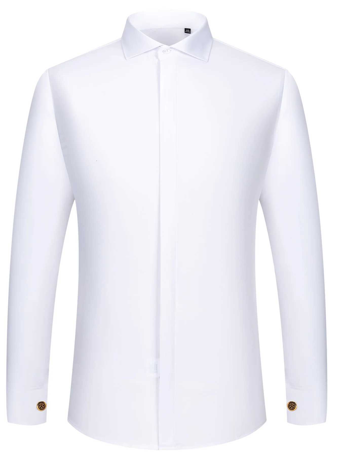 Mens Bamboo Fiber Satin Dress Shirt Windsor Collar French Cuff Button Long Sleeve Male Business Formal Cufflink Shirts X250903