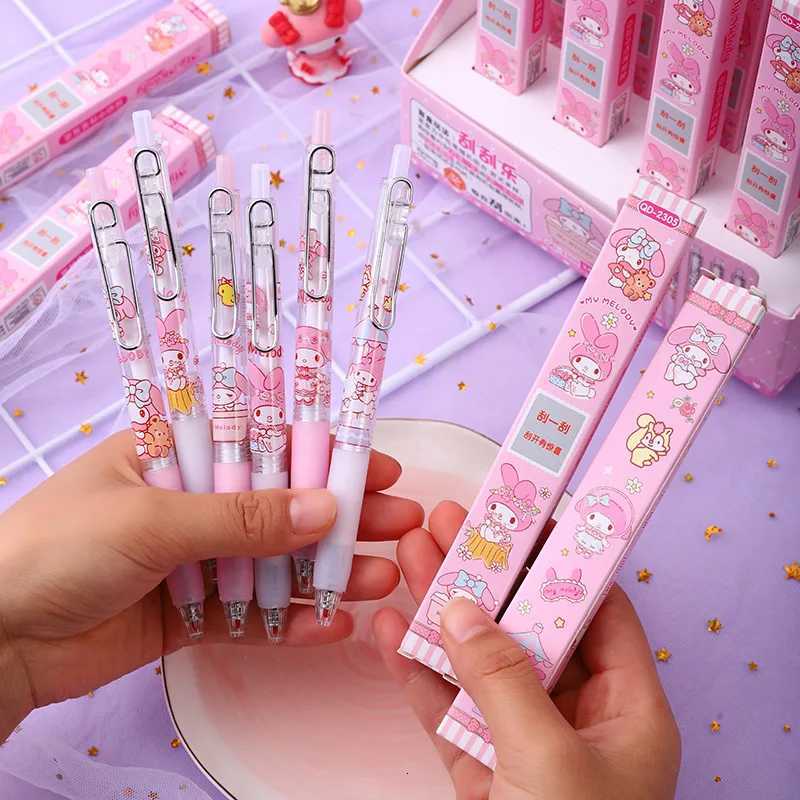 Sanrio 24pcsBox Kuromi Hello Kitty Gel Pen Cinamonroll Student Writing Office Neutral Pen ball pen Stationery School Supplies L250903