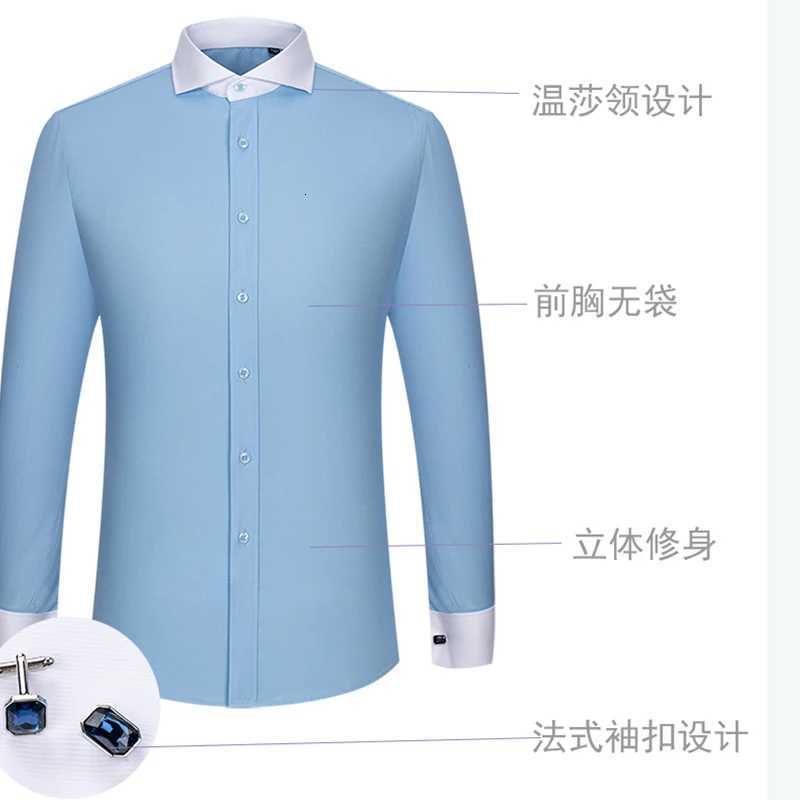 Mens LongSleeved Shirt Mens HighGrade Niche Chic Double Folded Sleeve Windsor Collar Retro Business Dress French Cuffli X250903