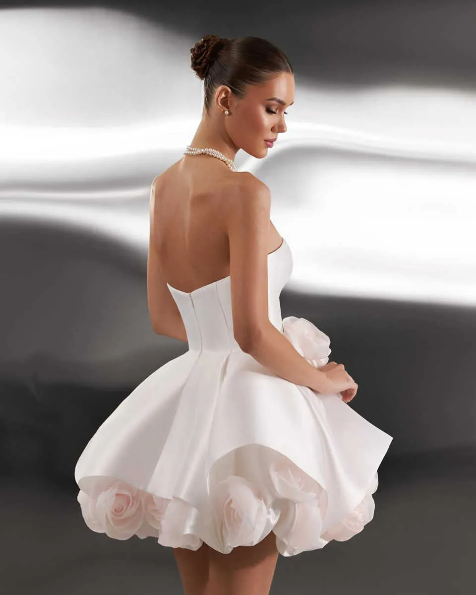 Princess Short Wedding Dress Ivory White Off Shoulder Strapless Mini Bridal Gowns for Women 2026 Bride Backless Vestidos De Novia Customed