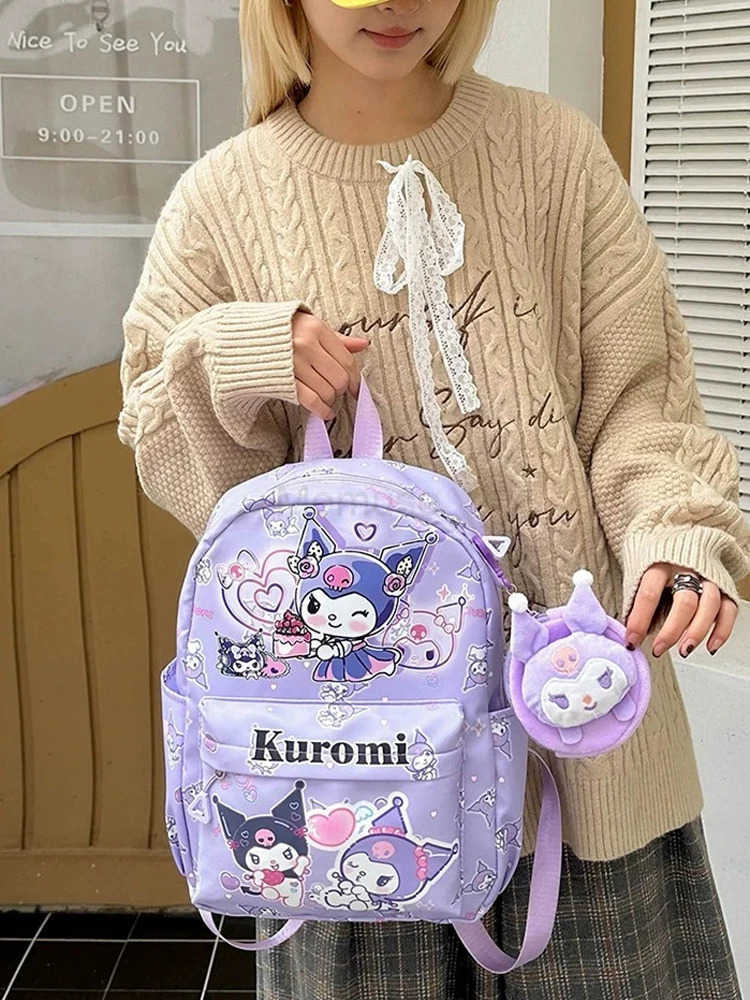 Sanrio Kawaii Cartoon MyMelody Kuromi School Bag Student Stationery Supplies Cute Fashion HelloKitty Children Backpack Girl Gift L250930