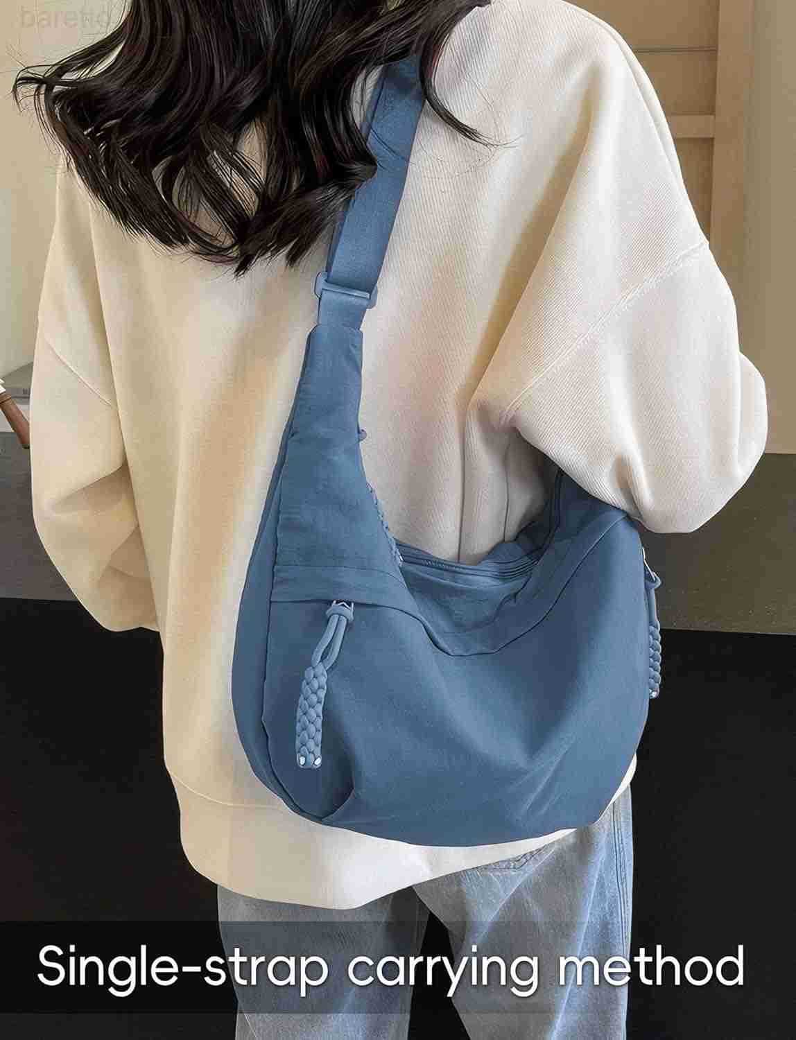 Lightweight Nylon Hobo Bag for Women Men Small Shoulder Bag Crescent Crossbody Bag with Adjustable Strap Casual Bag M250903