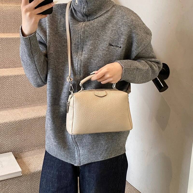 Luxury Handbag Retro Style Small Zipper Boston Ladies Pillow Shape Crossbody Bags 2025 New Premium PU Leather Large Capacity Shoulder Bag Handbag
