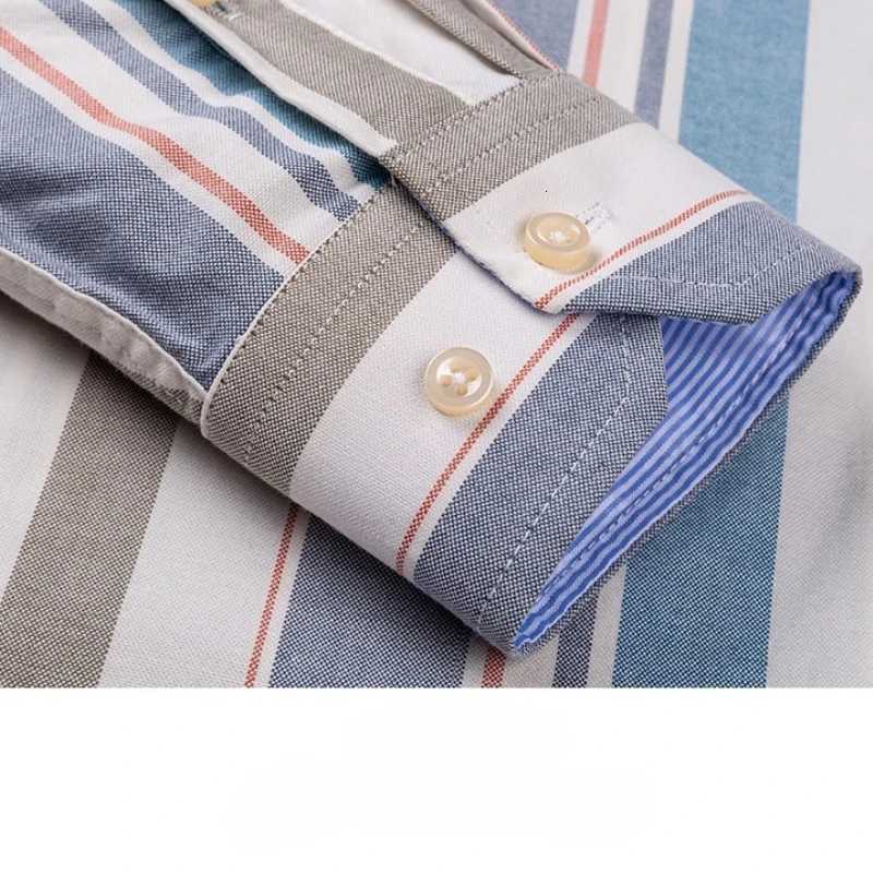 6XL 7XL Plaid Striped Shirt Men Long Sleeve 100 Cotton Oxford Men Shirt Long Sleeve Casual Single Pocket Social Formal Shirts X250903