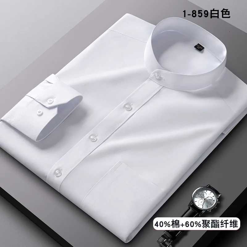 Stand Collar Shirt Mens Long Sleeve Chinese Style Tang Suit Breathable AntiWrinkle Easy Care Business Casual Dress Shirts X250903