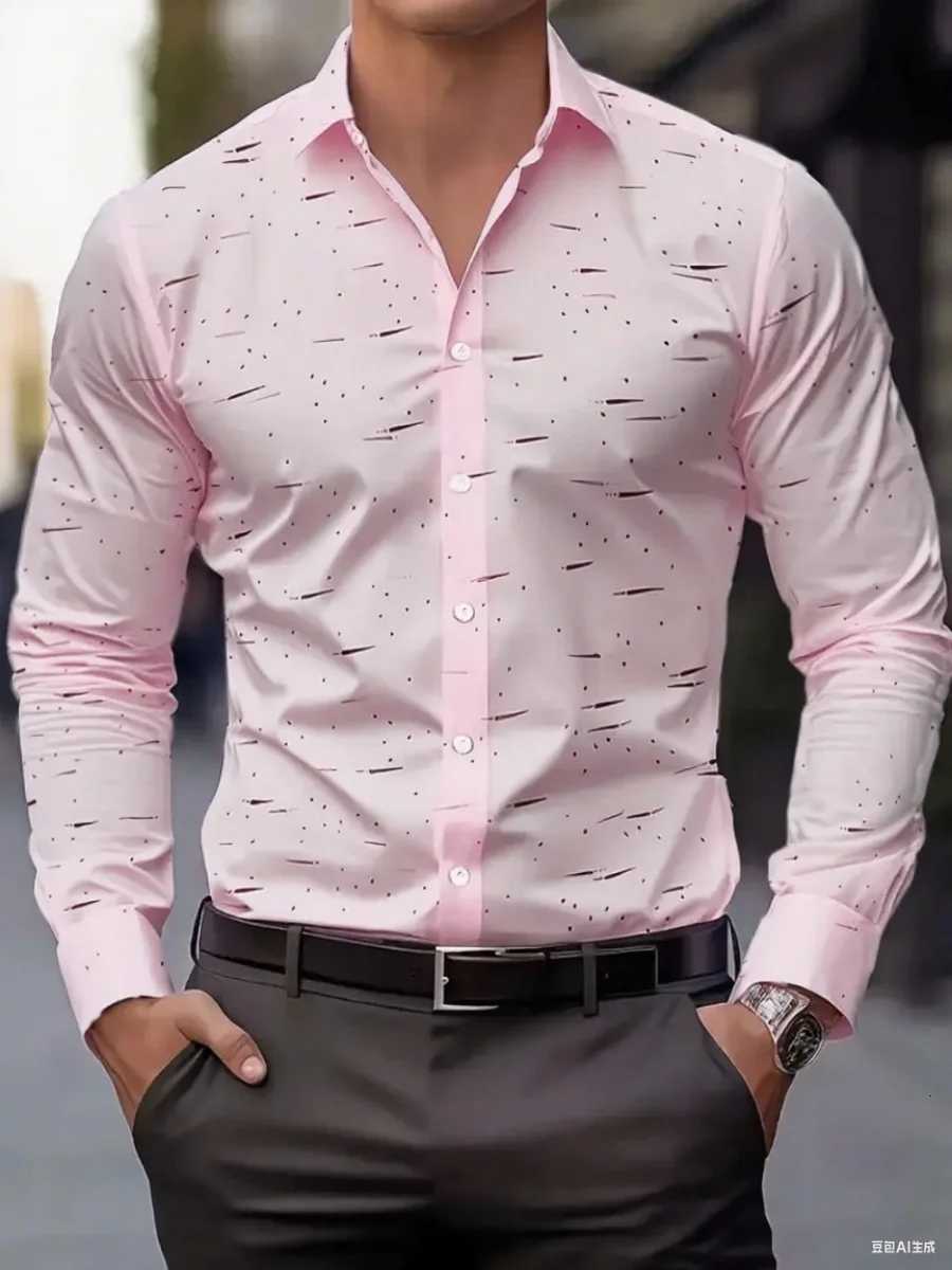 New business casual mens formal shirts printed button shirts longsleeved business daily shirts for spring and autumn X250903