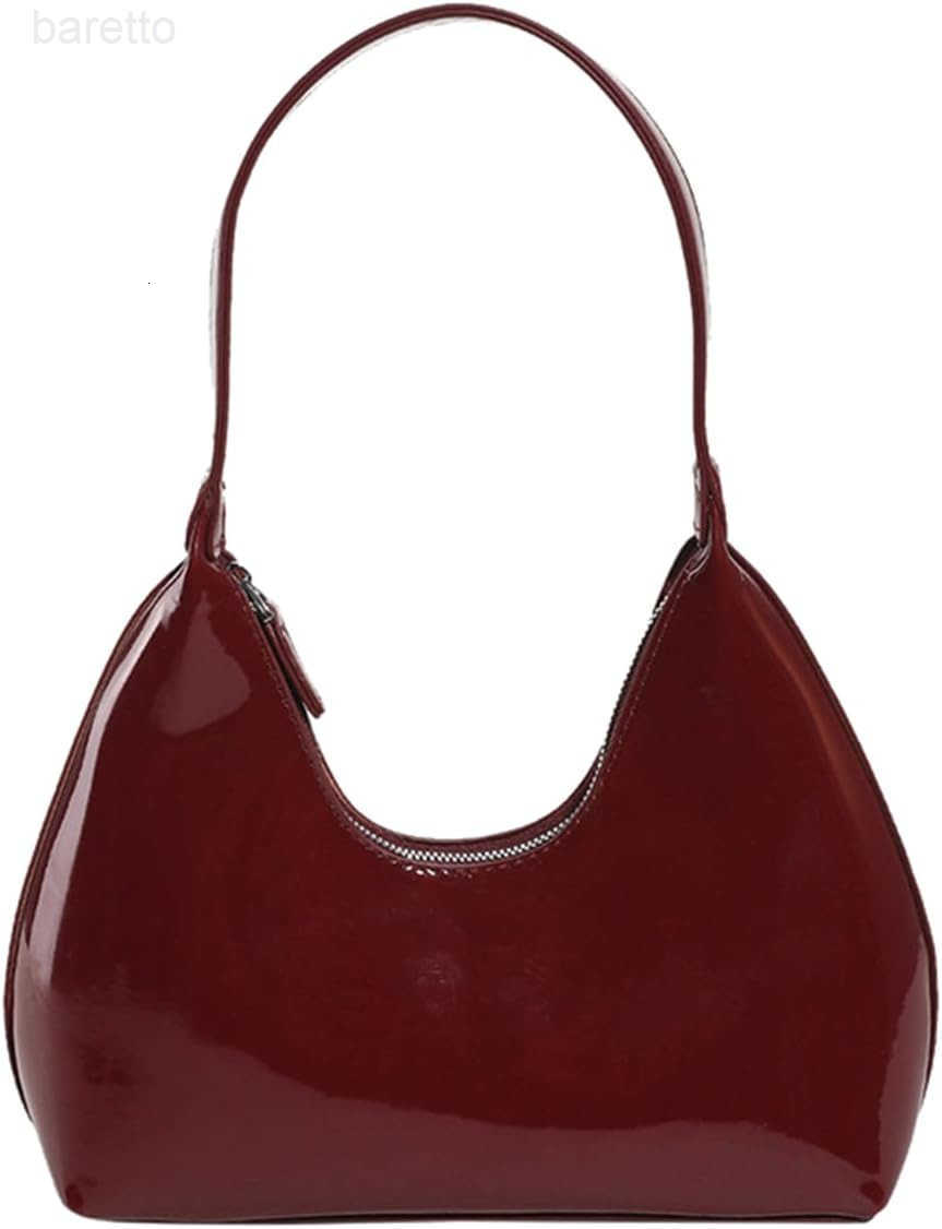 Leather Hobo Shiny Handbags Cute Evening Clutch Armpit Shoulder Bag Crescent Purse M250903