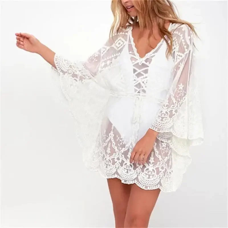 Lace Beach Pareo Beachwear Swim Suit Cover Up Playa Pareo Tunics for Beach Tunic Swimwear Women 250903