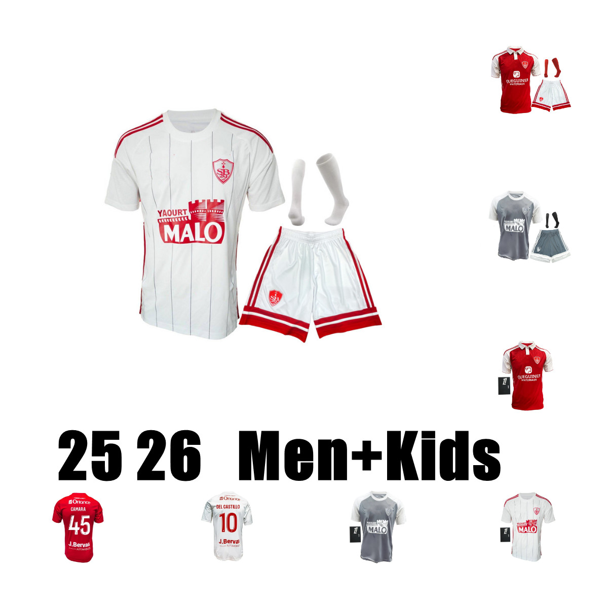 2025 2026 Brest Home Away Soccer Jersey DEL CASTILLO FAIVRE CAMARA PEREIRA LAGE SALAH Stade Brestois L AJORQUE MAGNETTI FERNANDES BALDE men kids 25 26 Football Shirts