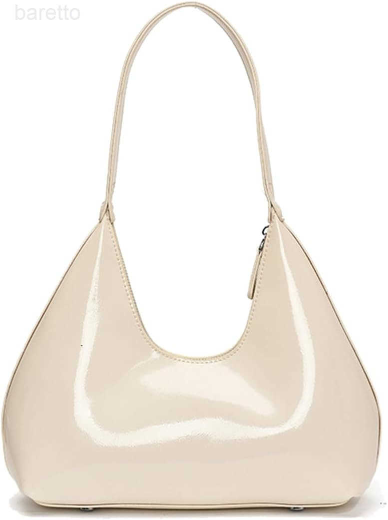 Leather Hobo Shiny Handbags Cute Evening Clutch Armpit Shoulder Bag Crescent Purse M250903