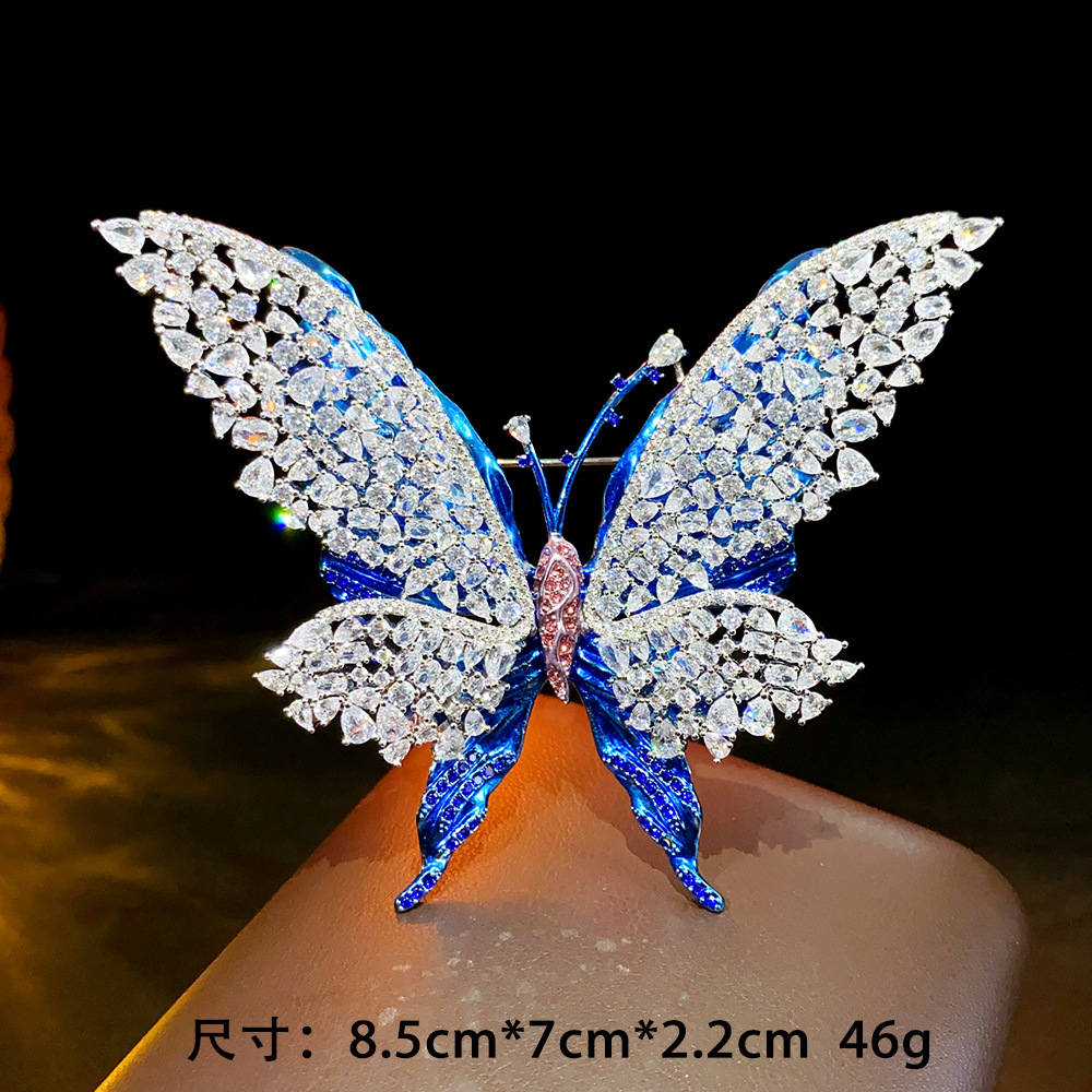 Brooches designer jewelry New Style Heavy Duty Inlaid AAA Zircon Double Layer Butterfly Brooch, Light Luxury Fashionable High End Statement Clothing A