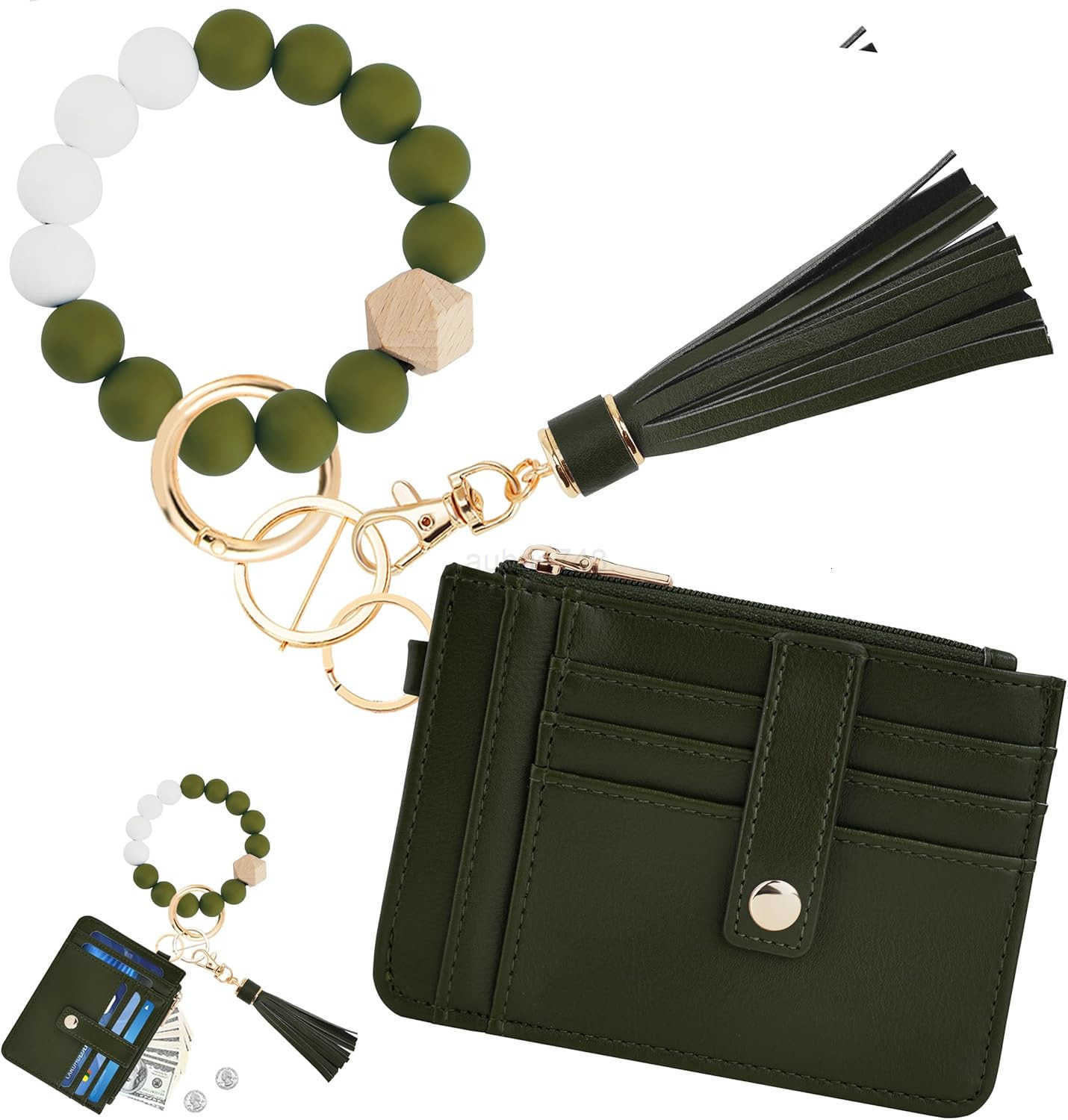 Wallet Keychain Wristlet for WomenSlim RFID CARD Holder Purse Tassel Keychain Bangle Key Ring for Men WomenZ250910