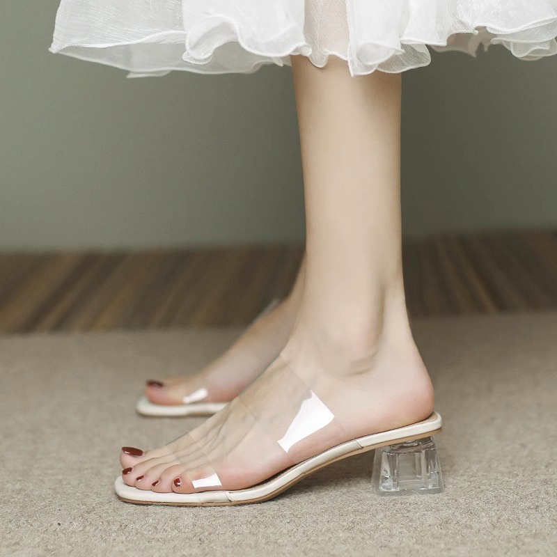 Fashion Forward Glasslike Open Toe Stilettos Elegant Evening Shoes For Sophisticated Feet