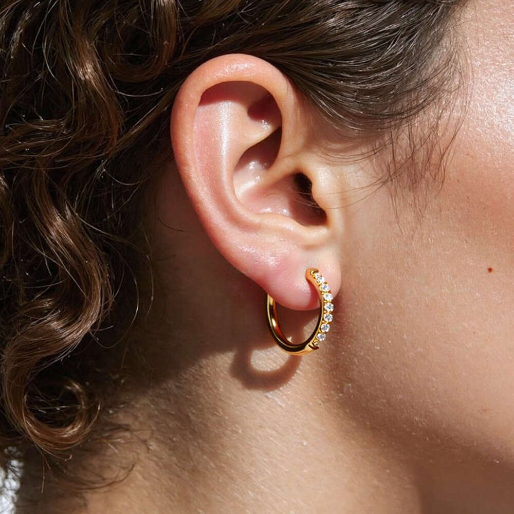 DHpet 2025 Summer 304 Stainless Steel Earrings - INS Style, 18K Gold Color Retention, Titanium Steel Diamond Inlay, Ceramic Ear Pins, SUMMLY Brand for