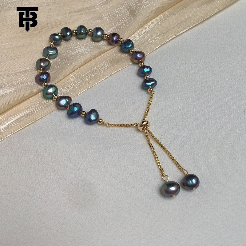 TB BHULAMTE Designer's Women's Natural Irregular Freshwater Pearl Bracelet Exudes A Fresh Simple And Sweet Charm Bringing Out Pink Pearl Jew