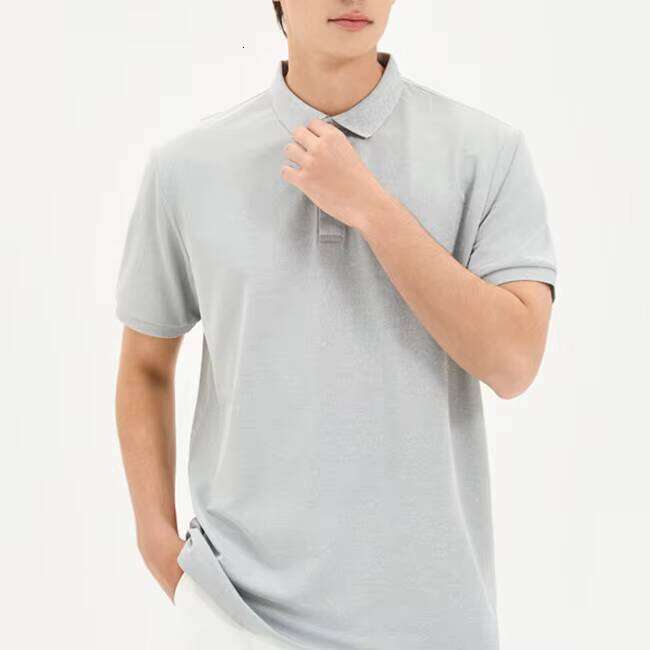 Men's Comfortable Short Sleeve Golf Shirt Eco-Friendly Recycled Fiber Antibacterial Turn-Down Collar Solid Color