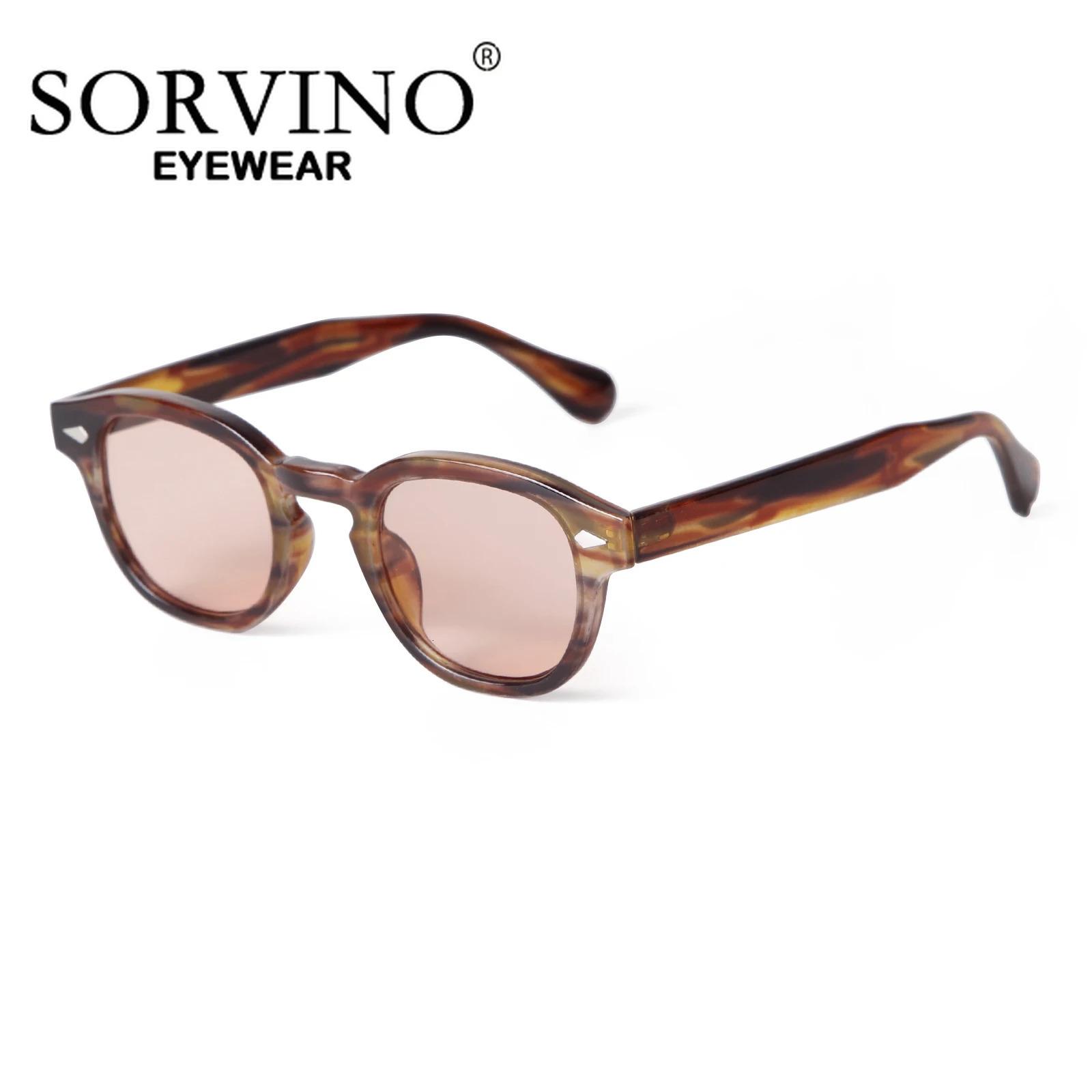 SORVINO Round Retro Rivet Tortoiseshell Sunglasses Women Men Vintage Leopard Blue Len Square Sun Glasses UV400 250902