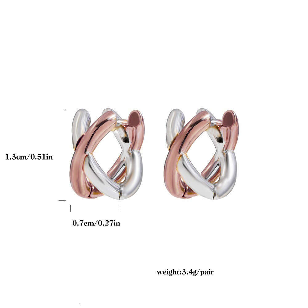 2025 New Korea Dongdaemun Ins-Style Earrings - Brass Cross/Circle Design, Gold/Silver 2-Tone, Unisex, Ruolong Brand, Anti-Tarnish