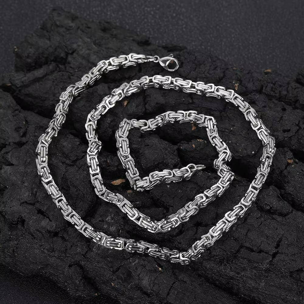 Nuoya 4mm Byzantine Chain Necklace High Quality 304 Stainless Steel 18k Gold Plated Custom Byzantium Chain for Men
