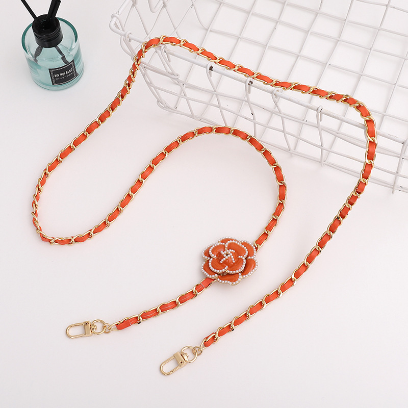 New Camellia Leather Metal Phone Case Lanyard Style Bag Strap Anti-Lost Anti-Drop Chain for Women