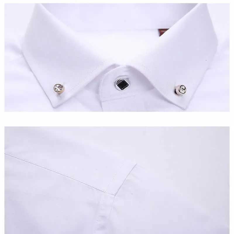 Mens Buttondown Shirt Long Sleeve Casual Formal Business Dress Shirts Pocketless Solid Color Blue White Tops Korean Slim Fit X250903