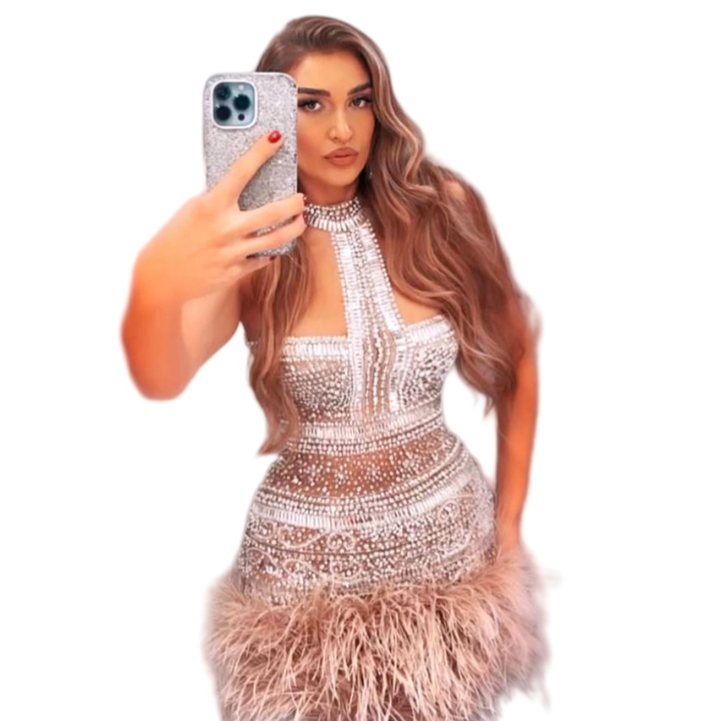 Chic Champagne Sheath Cocktail Dress Feather Beaded Crystals Illusion Short Mini Graduation Homecoming Dresses For Special Occasions Sweetheart Gowns