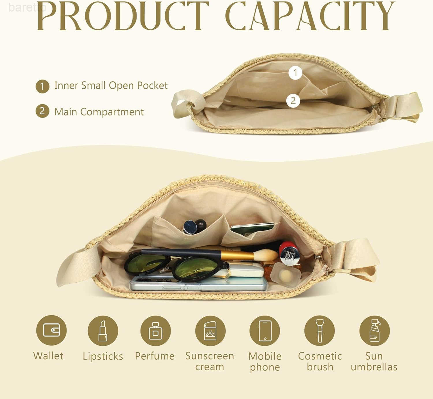 Straw Crossbody Bag for Women Summer Woven Beach Handbag Crescent Shoulder Purses with Adjustable Strap 2025 M250903