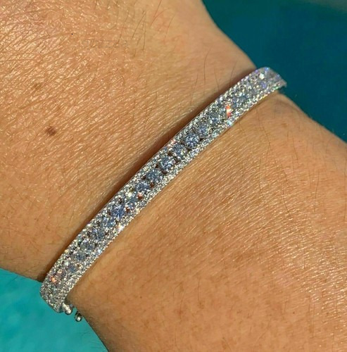 Beautiful 700 Ct Round Cut Moissanite Diamond Tennis Bracelet 14k White Gold Plated