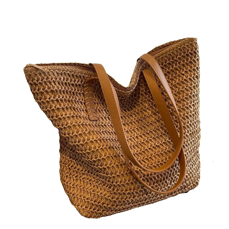 Women s Shoulder Bag Large Capacity Straw Woven Women s Handbag New Fashion Commuter Beach Vacation Bag Autumn New Designer Bag