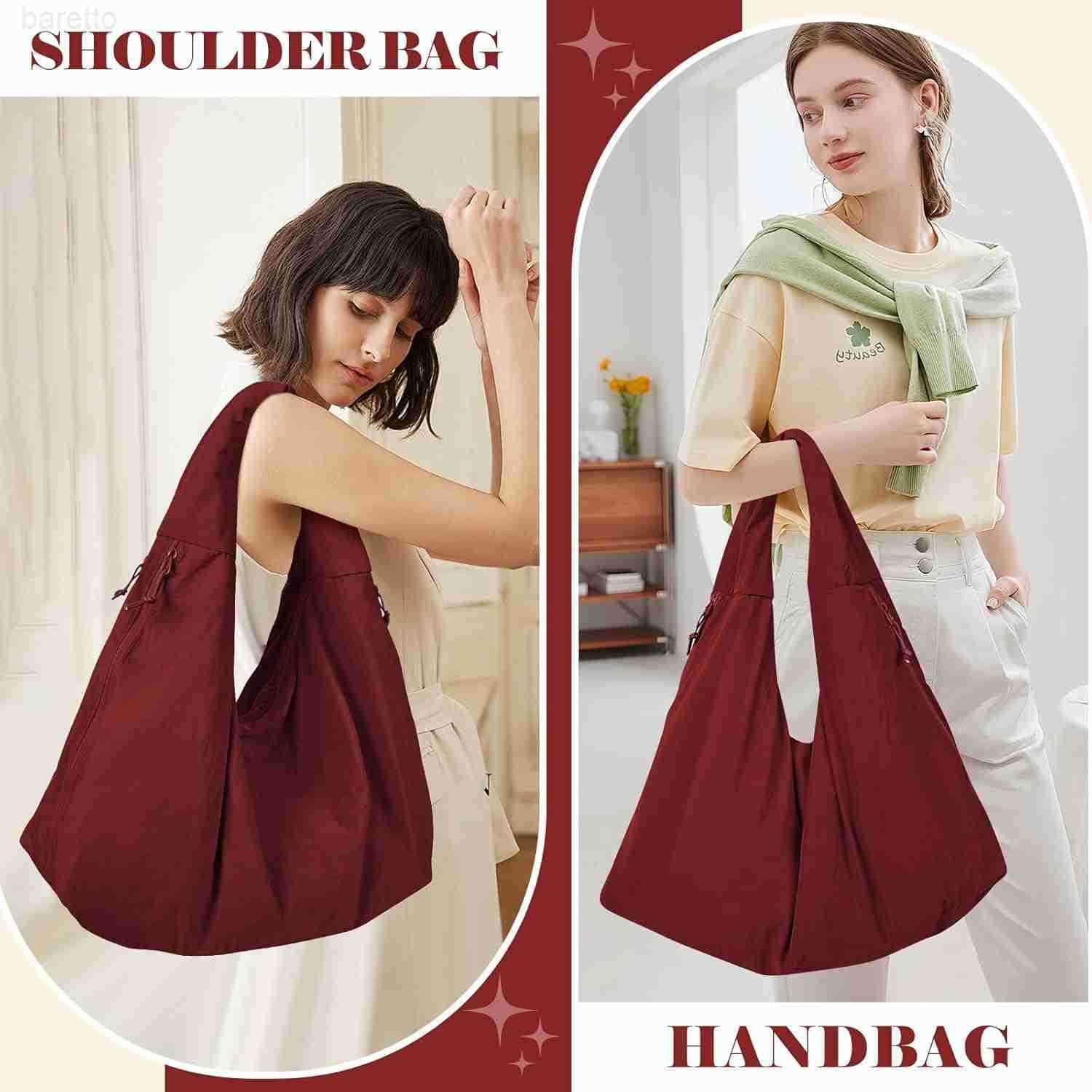 Tote Bag Multipockets Nylon Purse Large Hobo Bag for Women Solid Color Crescent Handbag M250903