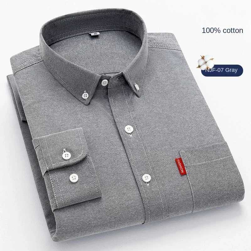 Classic Solid Color Casual Long Sleeve Shirt Men Oxford 100 Cotton Long Sleeve Shirt for Men Soft Cozy Formal White Shirt X250903