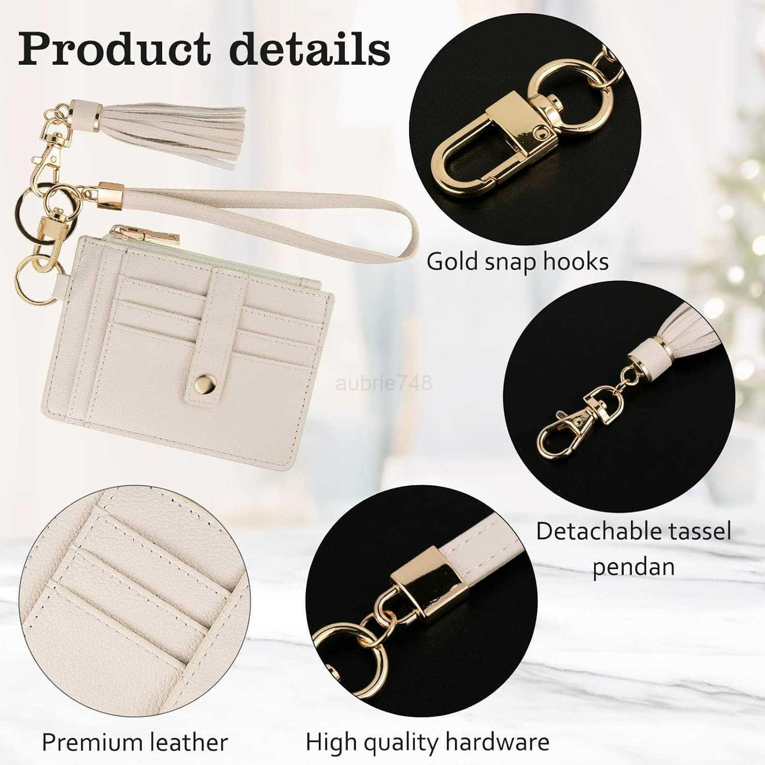 Small Wristlet Wallets for Women RFID CARD Holder Wallet Keychain Wristlet Wallet CARD Wallets for Women BeigeZ250910