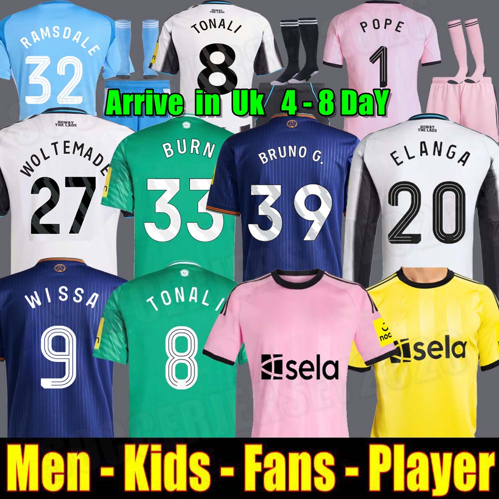 25 26 TONALI soccer jerseys Kids 2024 2025 Football Shirt Home Away ELANGA BURN goalkeeper pink NEWCASTL E Long sleeves HALL BARNES BRUNO G. Gordon WOLTEMADE WISSA