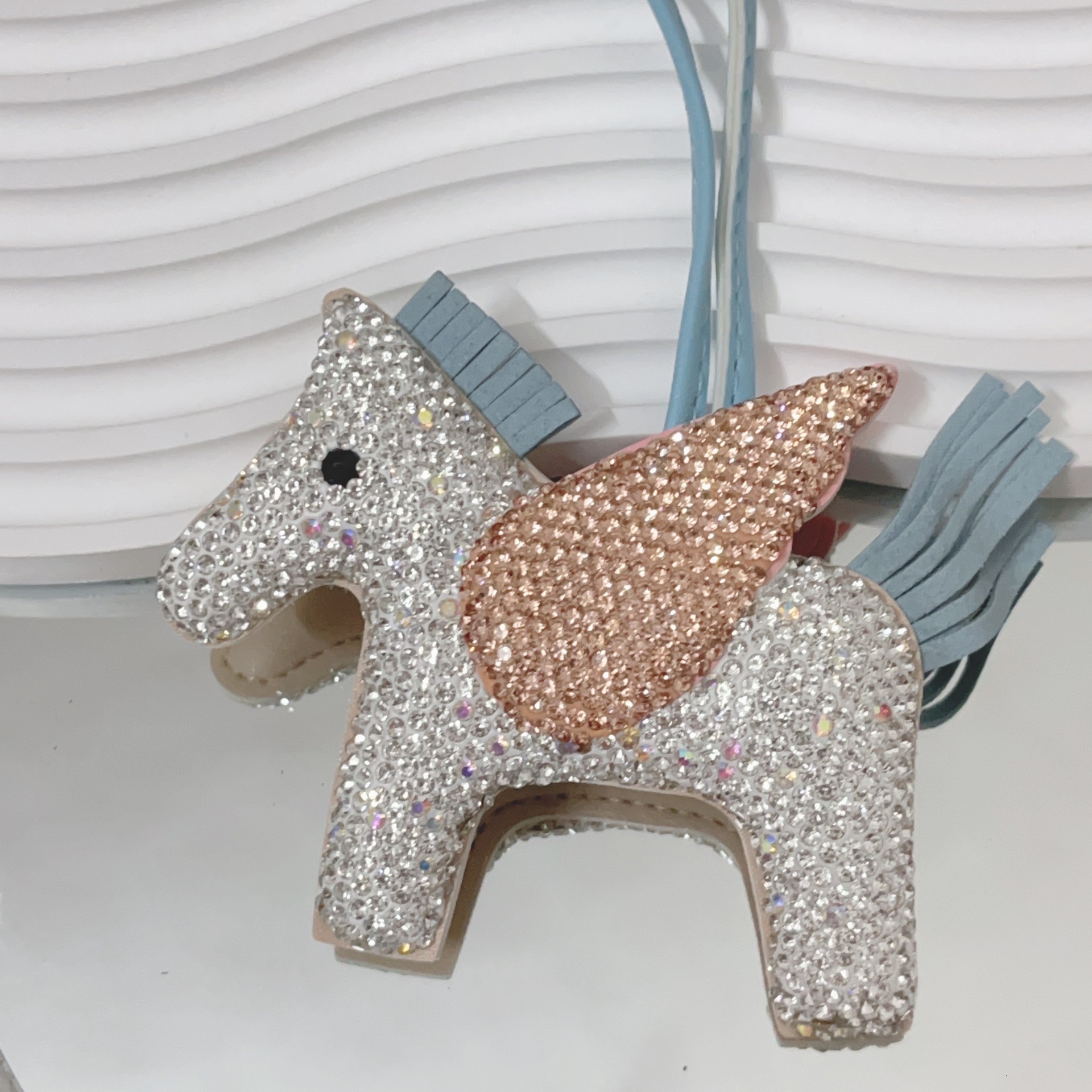 Rhinestone Little Pegasus Leather Pony Bag Pendant Angel Horse Keychain Creative Accessory