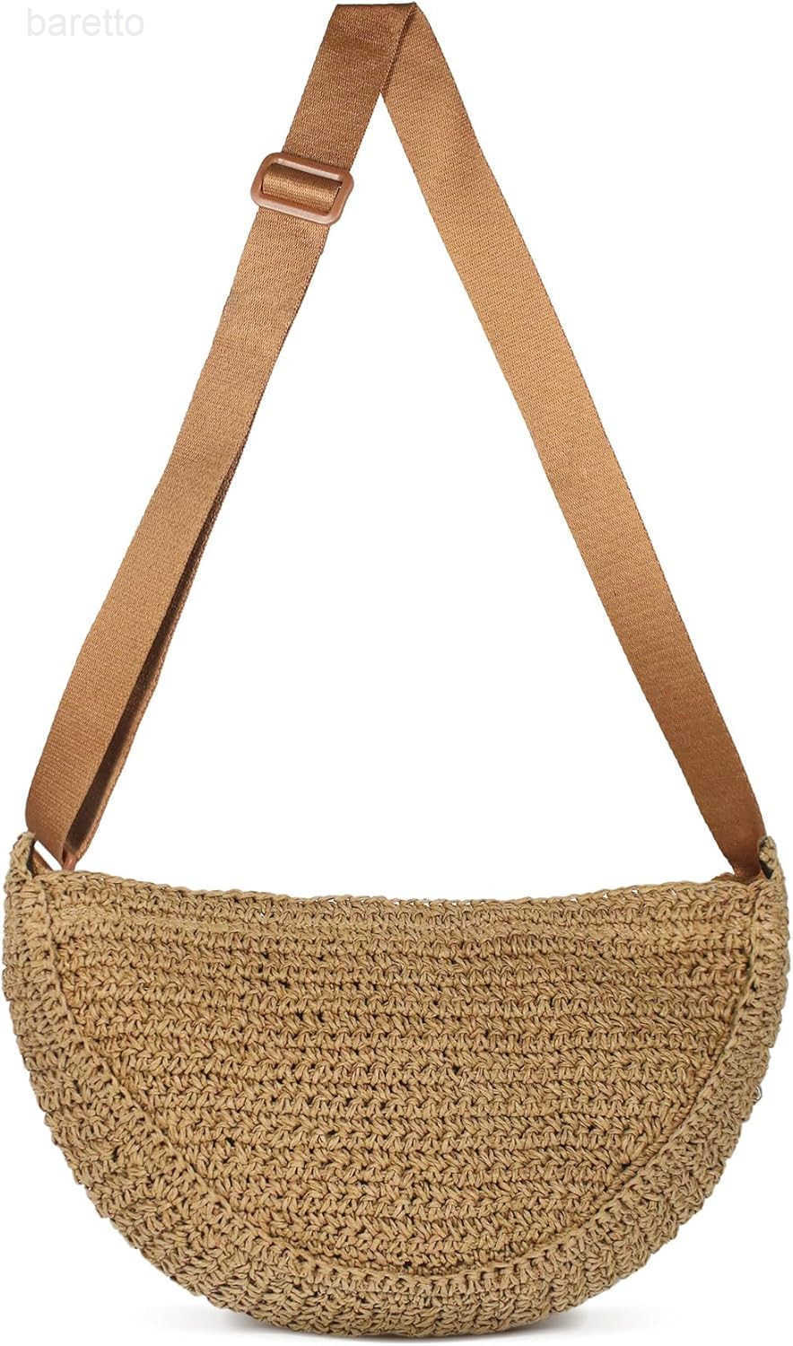 Straw Crossbody Bag for Women Summer Woven Beach Handbag Crescent Shoulder Purses with Adjustable Strap 2025 M250903