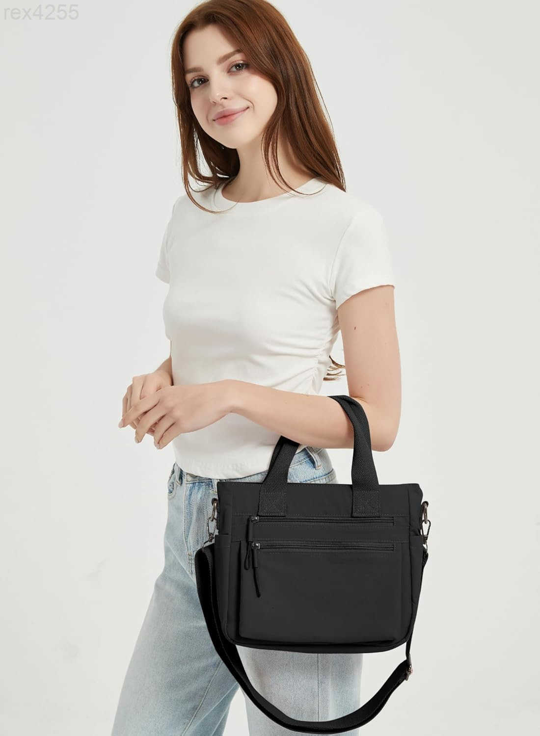 Small Nylon Tote Bag for Women Lightweight Crossbody Tote Handbag with Long Strap for Daily Work College TravelW250903