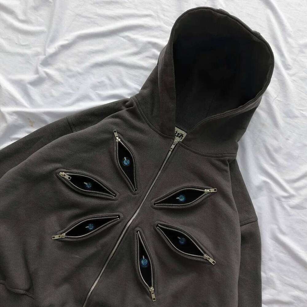 hoodie hoodie New Y2K Haruku Retro Hoodie Men and Women Rock Hip Eyes Patchwork Zipper Hood Fashion Street Clothing Casual Jacket Tops jacket jacket