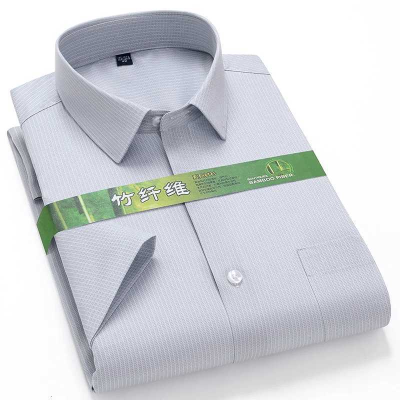 New in shirt hightqulity Bamboo fiber summer short sleeve shirts for man slim fit foraml plain shirt soft elegant office clothes X250903