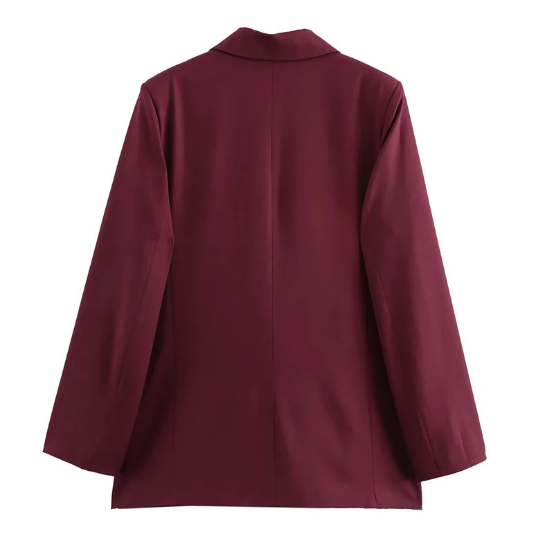 TRAF Womens Blazer Outerwears Office Wear Women Suit Jacket Autumn Long Sleeve Burgundy Blazers Formal Woman Minimalist Blazer 250903
