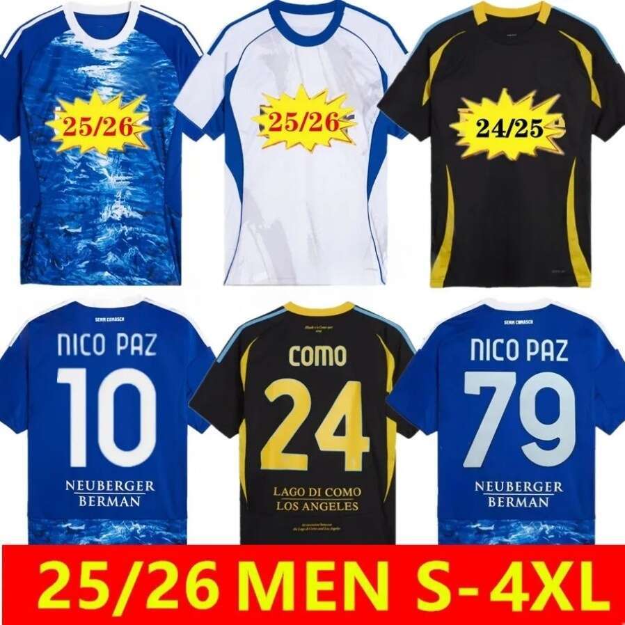 25 26 Como Mens Soccer Jerseys GABRIELLONI CUTRONE FADERA STREFEZZA CERRI PERRONE VERDI BASELLI KEMPF Home Away 3rd 2025 2026 Training Wear Football Shirt