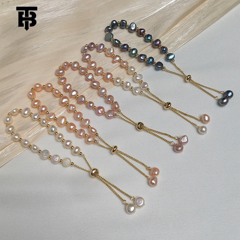 TB BHULAMTE Designer's Women's Natural Irregular Freshwater Pearl Bracelet Exudes A Fresh Simple And Sweet Charm Bringing Out Pink Pearl Jew