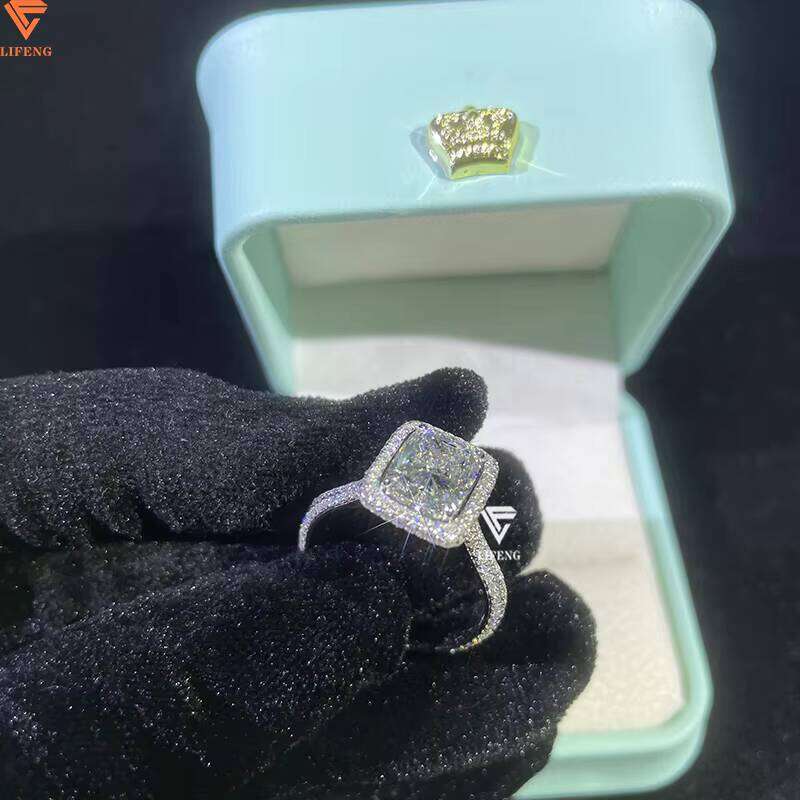 10K Platinum VVS Grade Silica Radiation-Cut Diamond Couple Ring Jewelry - Ladies' Style - view 6
