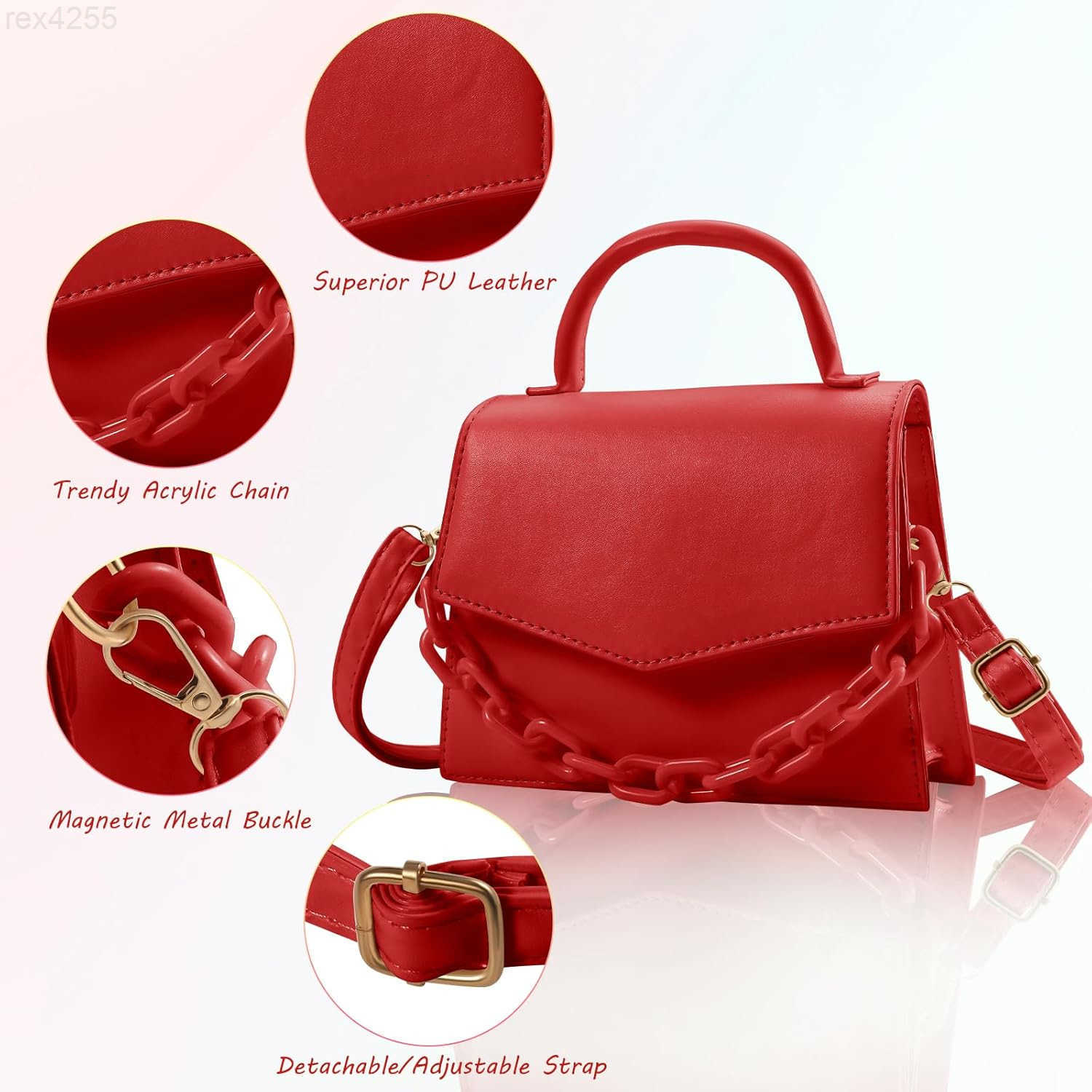 Small Crossbody Bags for Women Girls Trendy Top Handle Satchel Purses with Detachable Acrylic ChainW250903