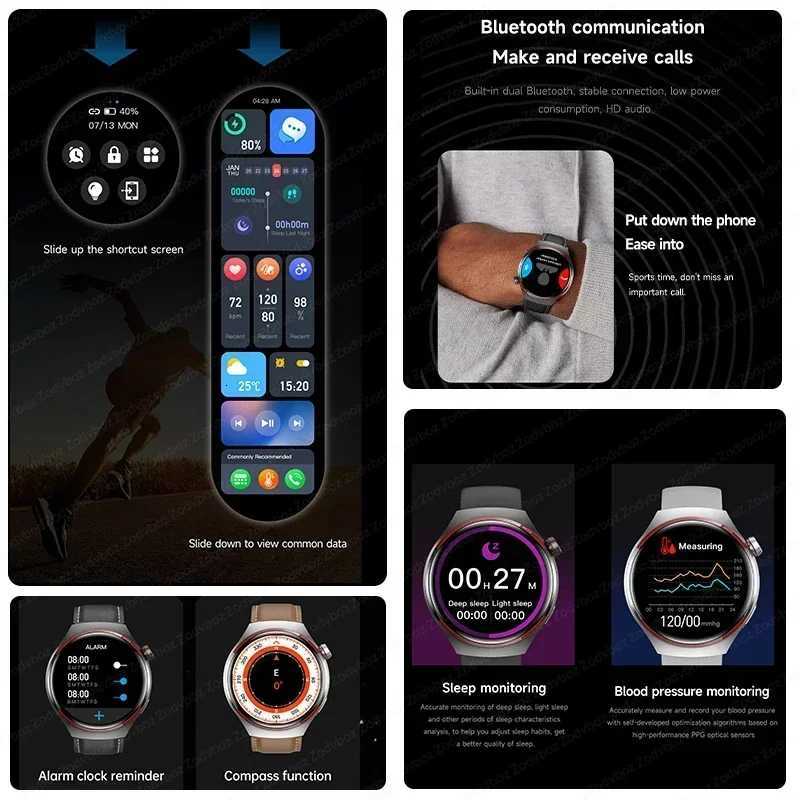 2025 New for Watch 4 Pro Smart Watch Men Heart Rate AMOLED HD Sn Always Display BT Call Business smart watchXJ250903