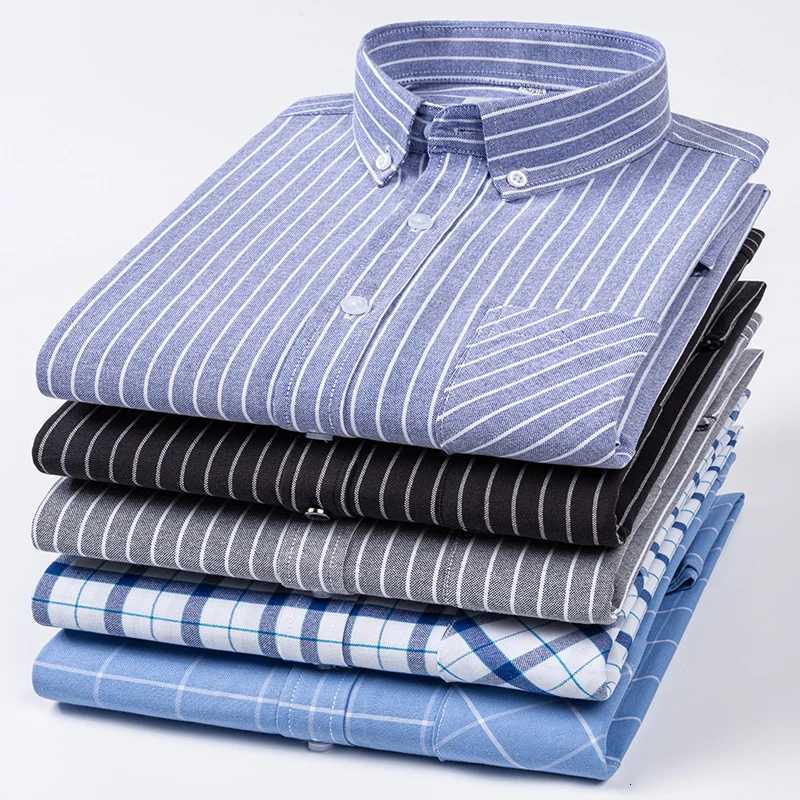 PLus size 8xl 100cotton oxford long sleeve shirts for men slim fit formal plain shirt striped tops office white busines clothes X250903