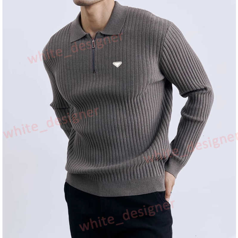 Designer Men's Sweaters Autumn Winter New Polo Shirt Turn-down Collar Half-zip Long-sleeved Knitted Sweater Men's Slim Business mens top shirts